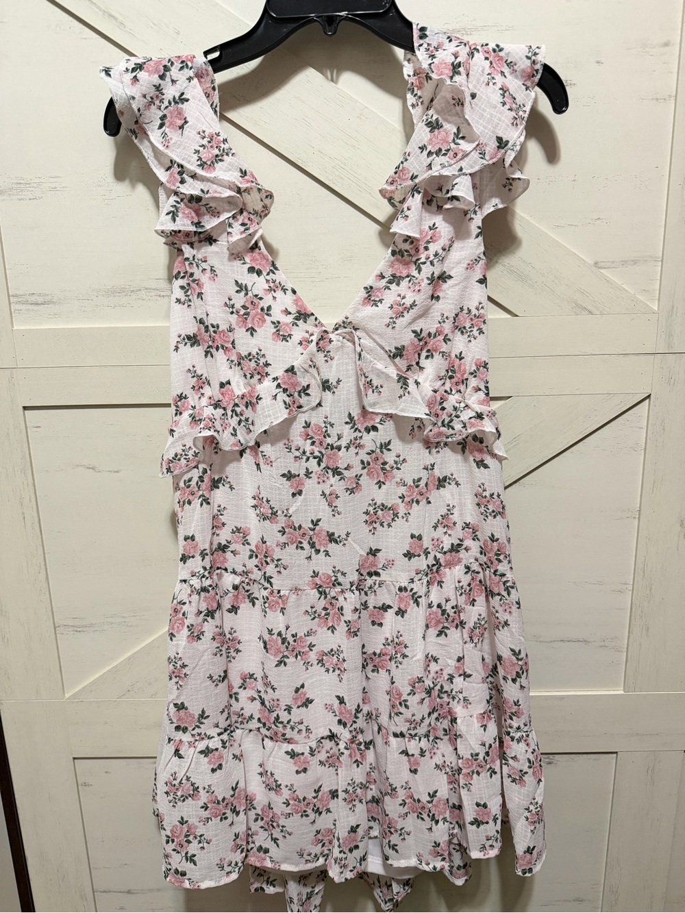 Girls Pink Floral Ruffle Sundress